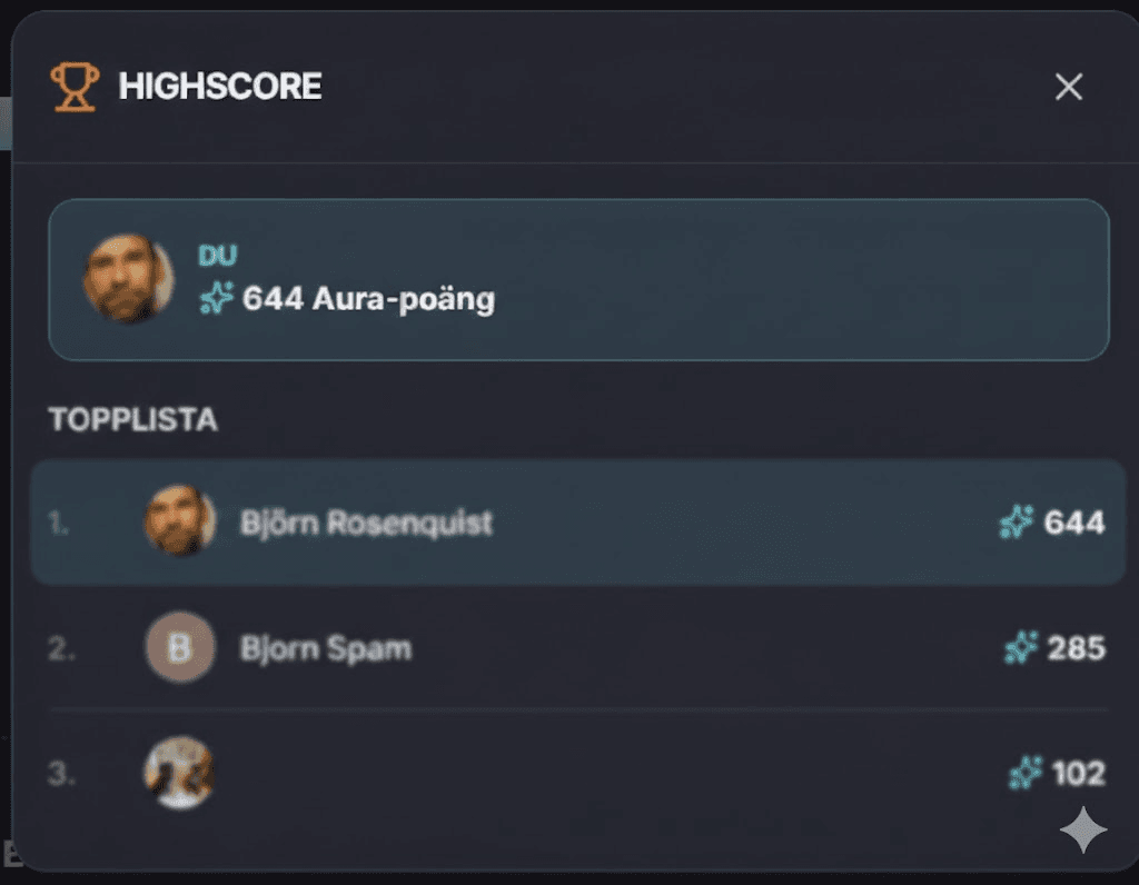 Highscore-topplista i MatteMästaren – Aura-poäng och topplista